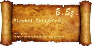 Bicskei Szilárd névjegykártya